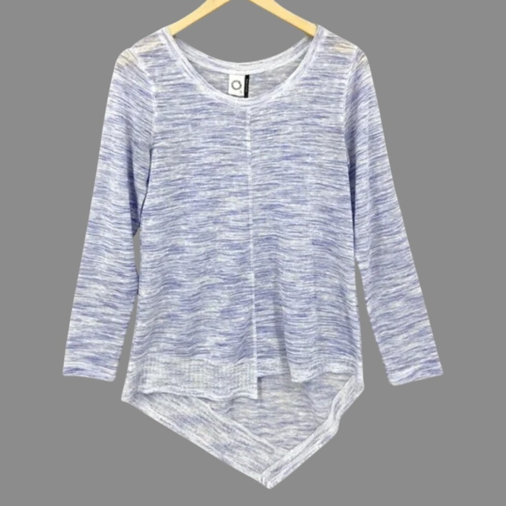 Anthropologie AKEMI KIN KNIT TOP Blue/White Space Dye ASYMMETRIC HEM High-Low M